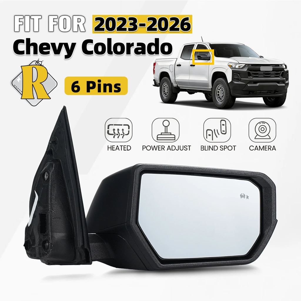 Right Side Mirror for Chevrolet Colorado (2023–2026) w/BSD, Heated, Camera, 6Pins