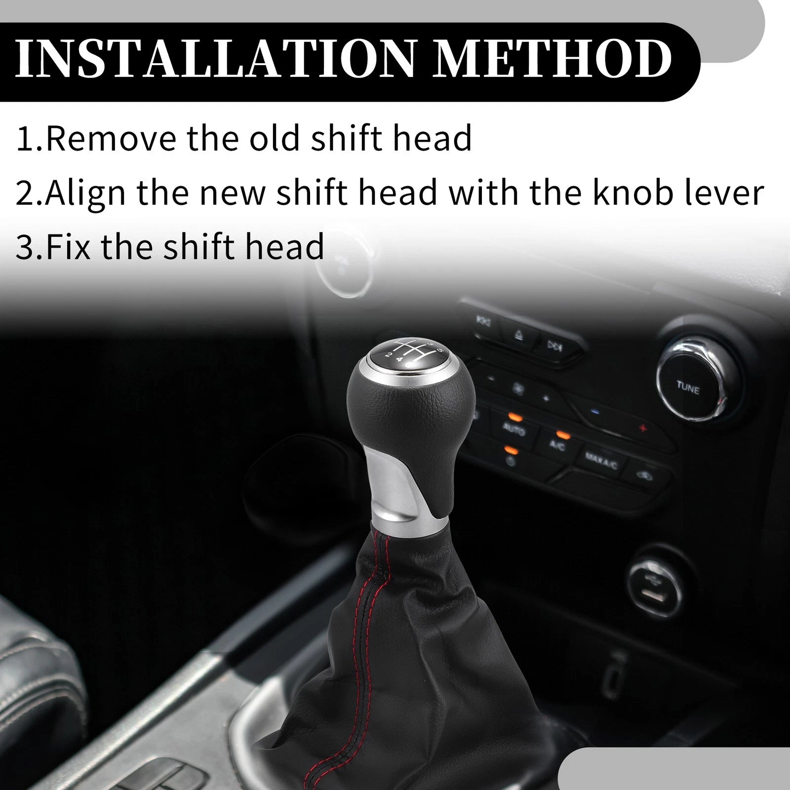 6 Speed Manual Gear Shift Knob with Dust Cover for Audi A6 (2004–2008)