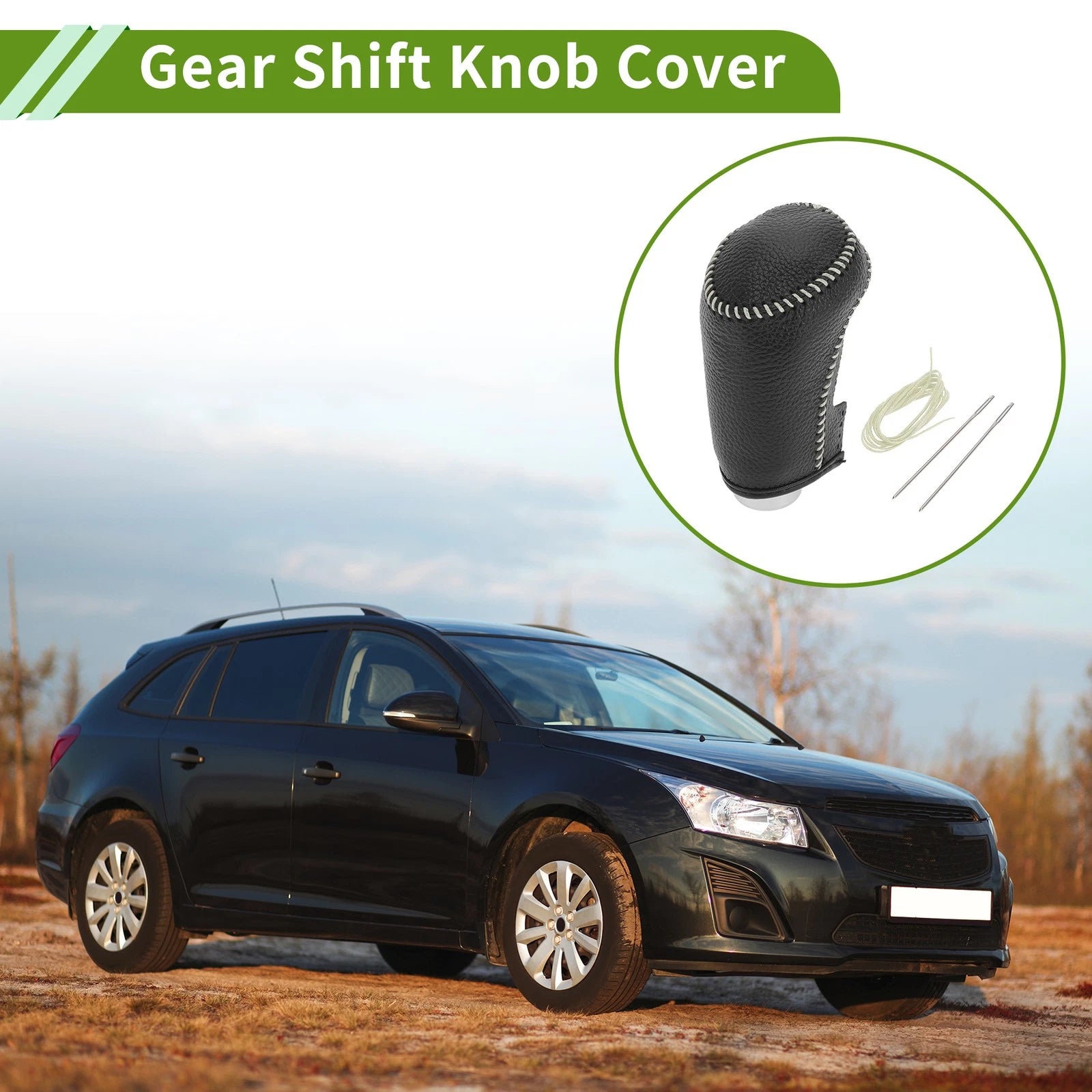 1 Pc Gear Shift Knob Cover for Chevrolet Malibu (2016–2020) Pebbled Black Beige