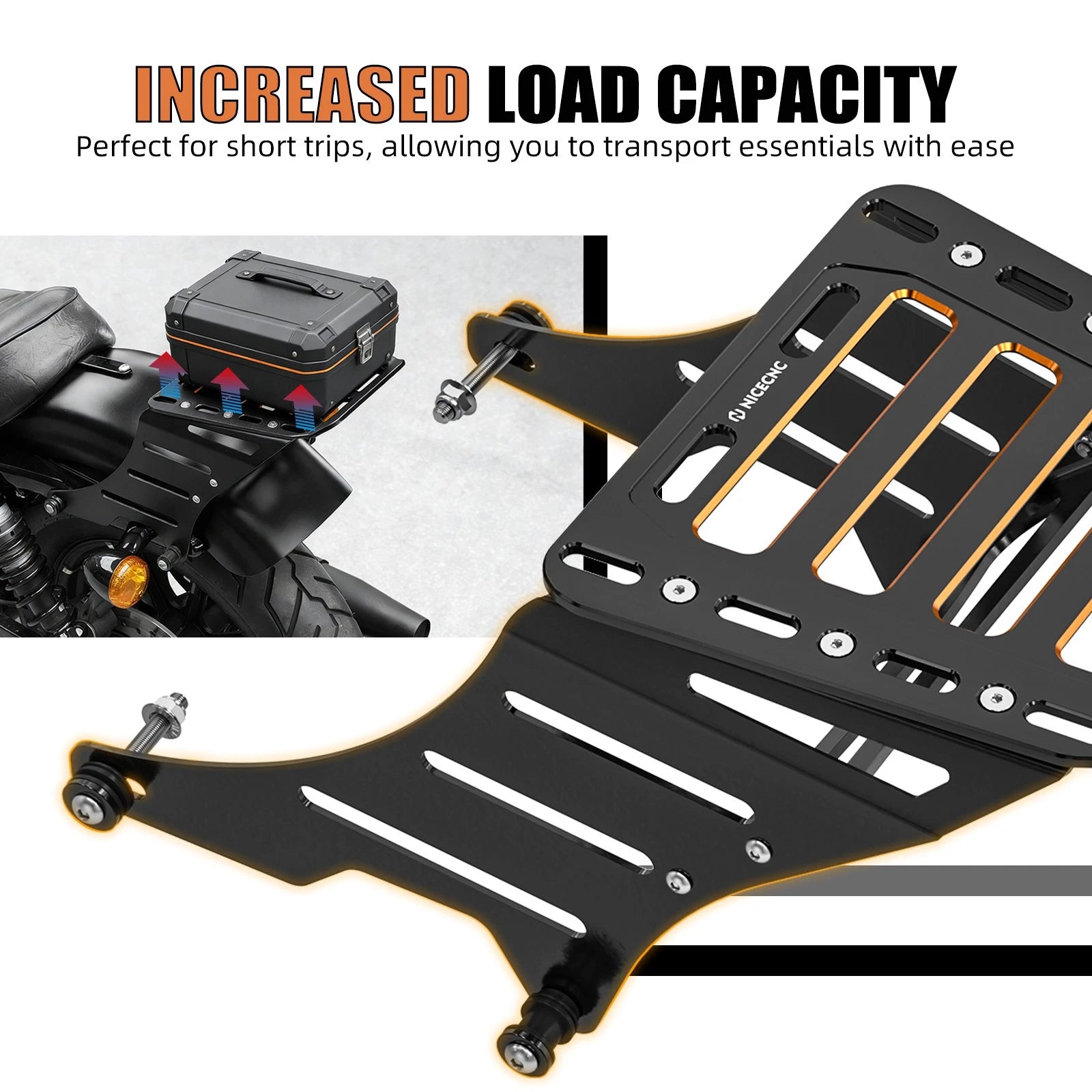 Rear Luggage Rack Pannier Plate Bracket for Harley Iron 1200 XL1200NS (2018–2021)
