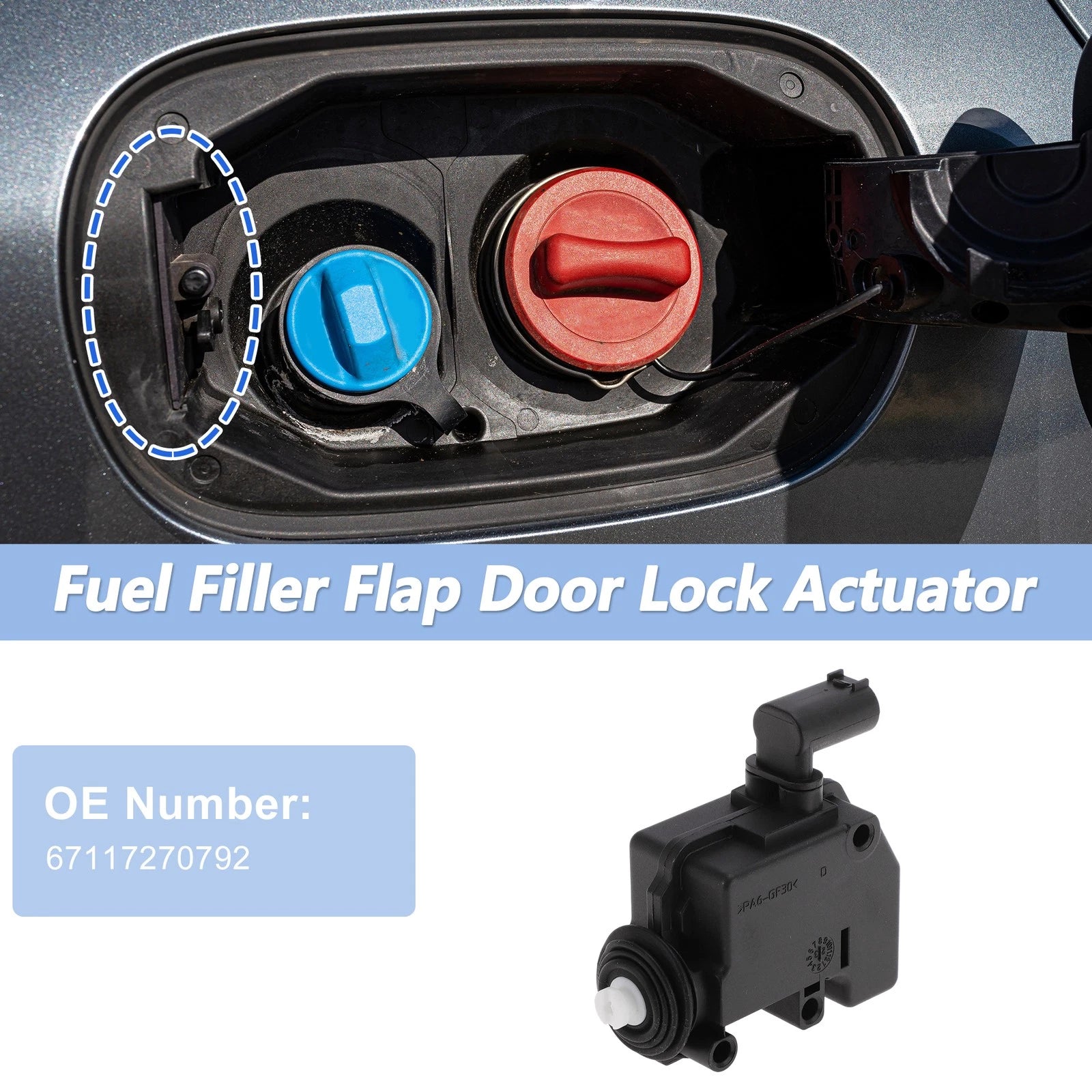 Fuel Filler Flap Door Latch Lock Actuator Motor for BMW X5 (2014–2018) 67117270792