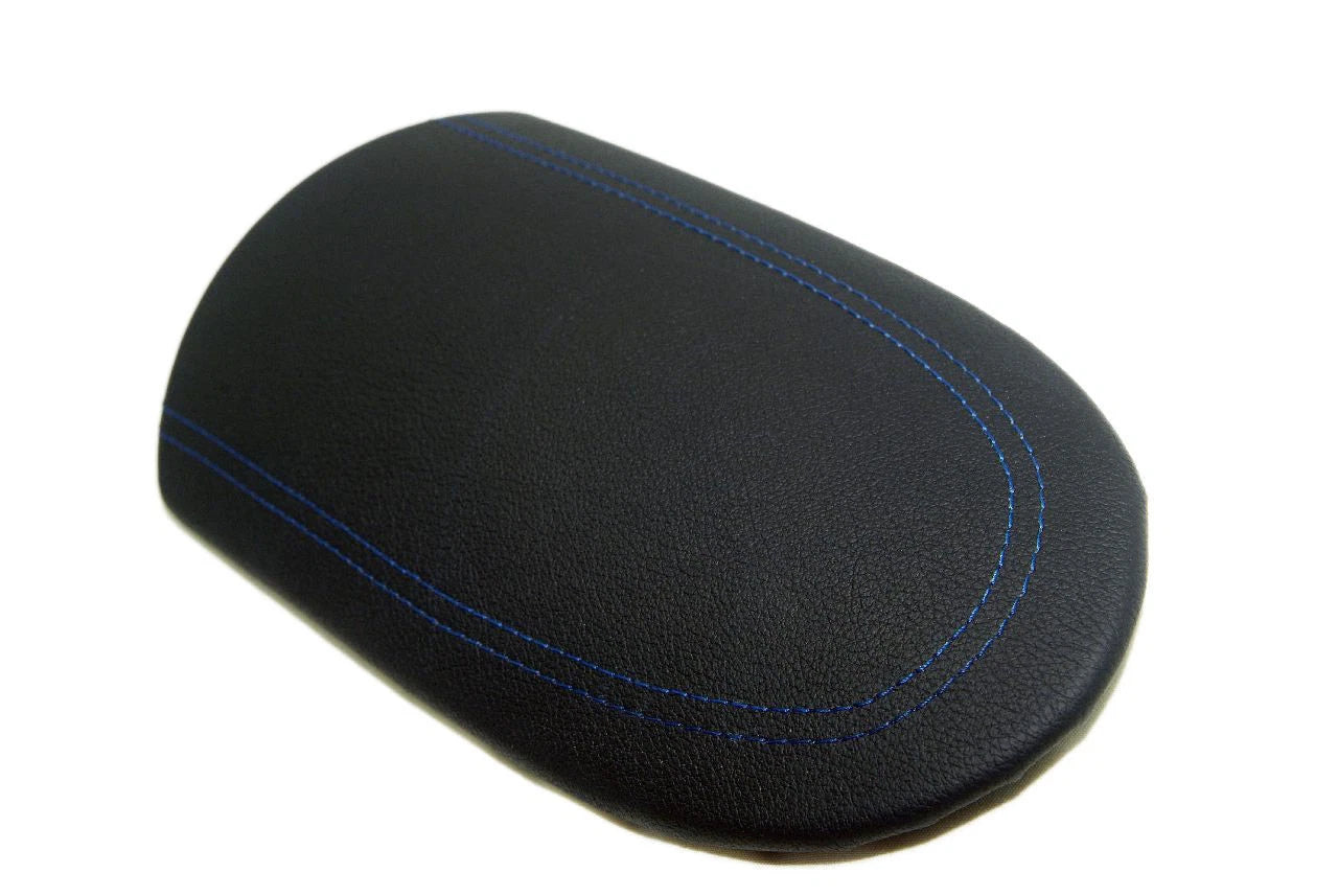 Leather Synthetic Console Armrest Cover for Nissan 370Z (2008–2019) Blue Stitch