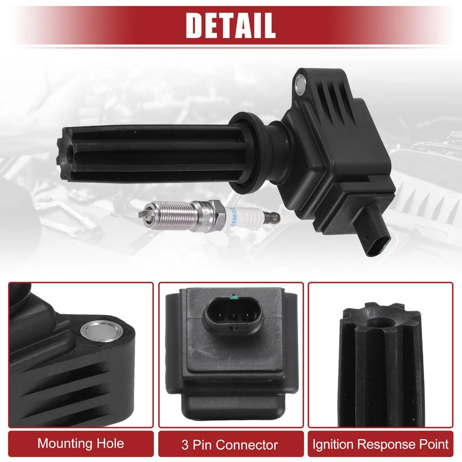 Set of 1 Ignition Coil Spark Plug for Ford Edge (2015–2023) No.CM5Z12029A