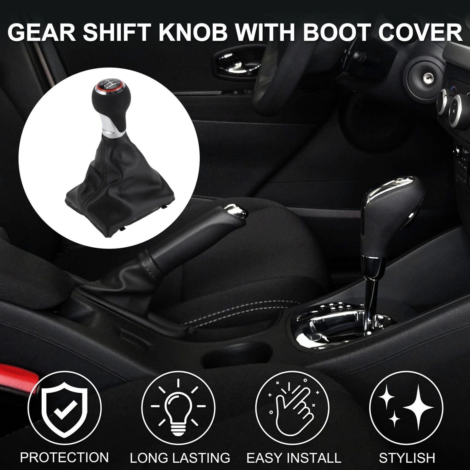 6 Speed Shift Knob with Boot Cover No. 8K0863278H for Audi A4 B8 (2007–2015)