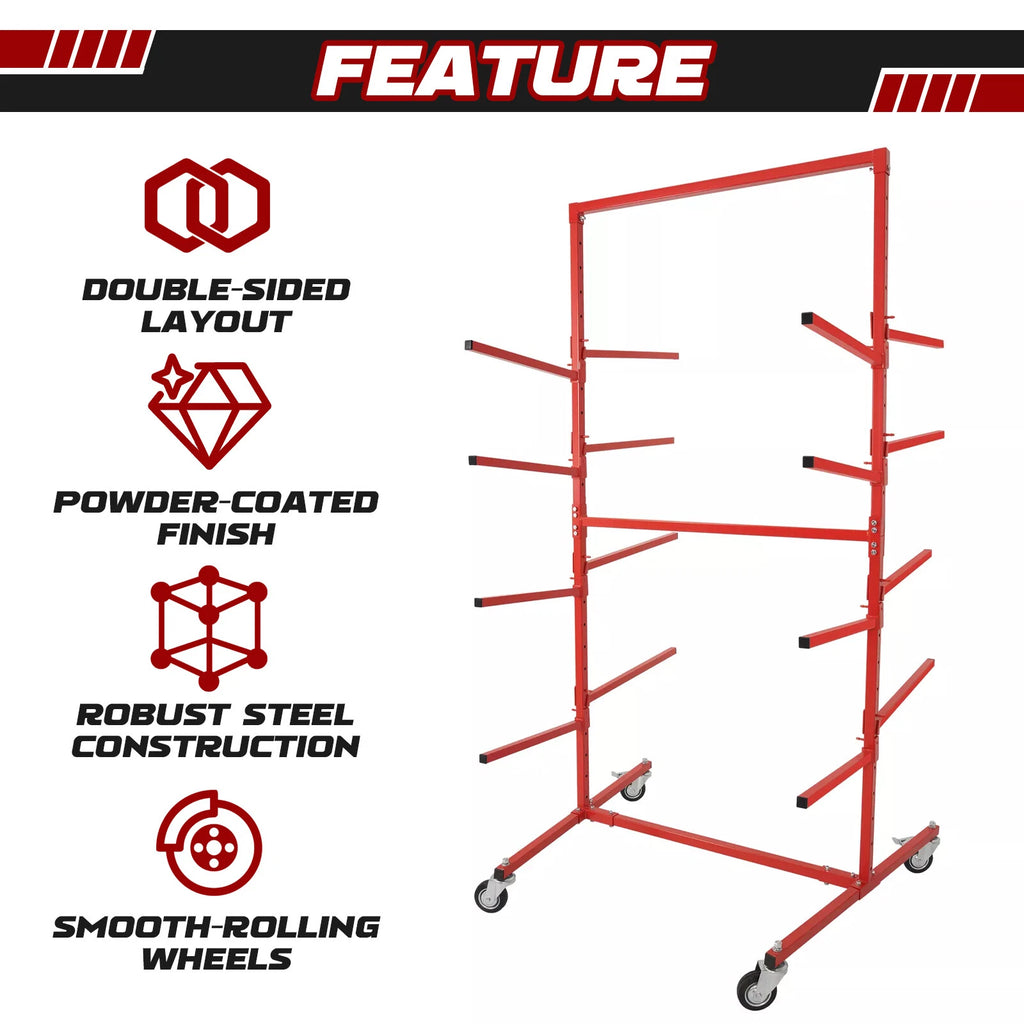 Adjustable Mobile Bumper Storage Rack for Auto Body Shop
