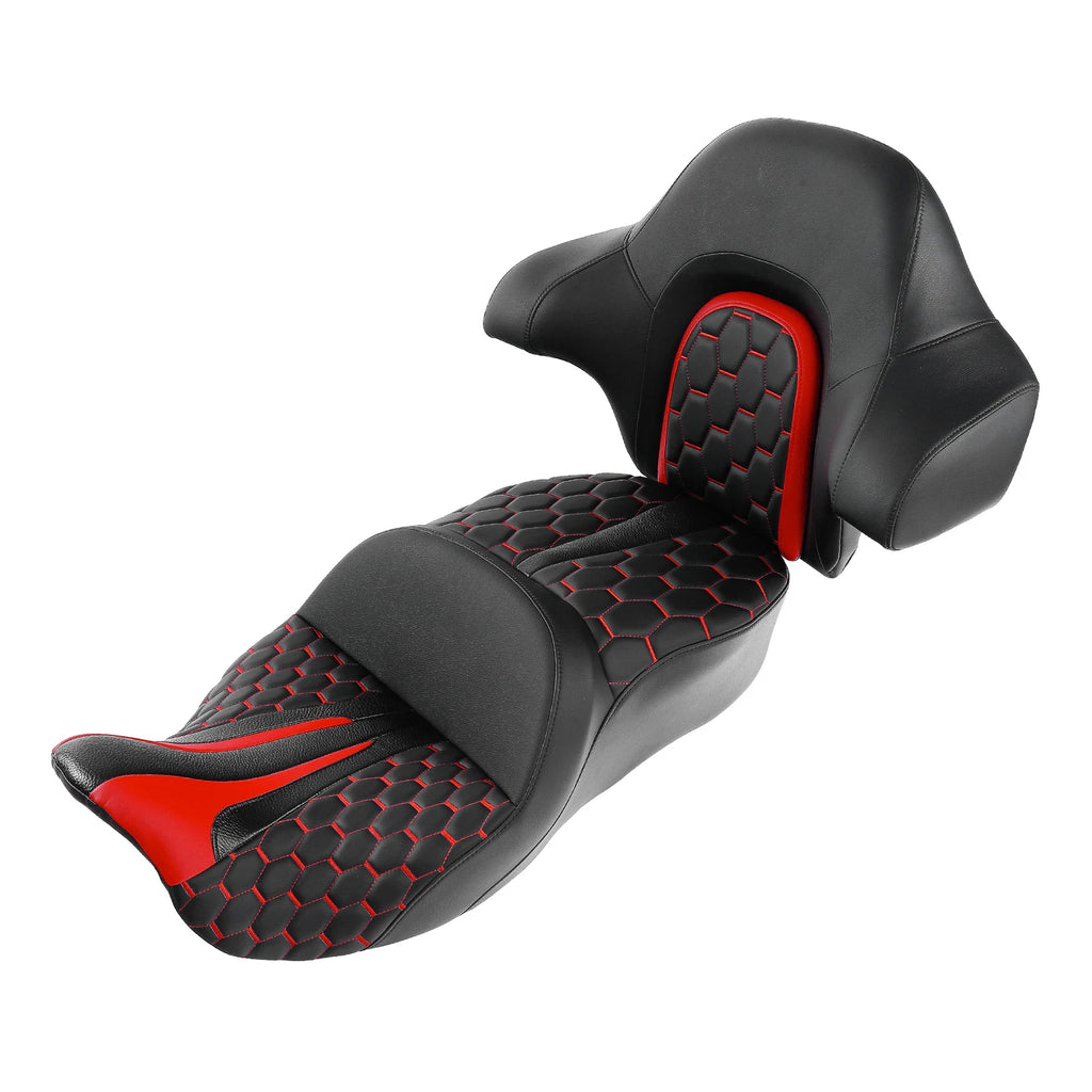Seat Backrest Pad Set for Harley Street Road Glide (2014–2023) - Black Red