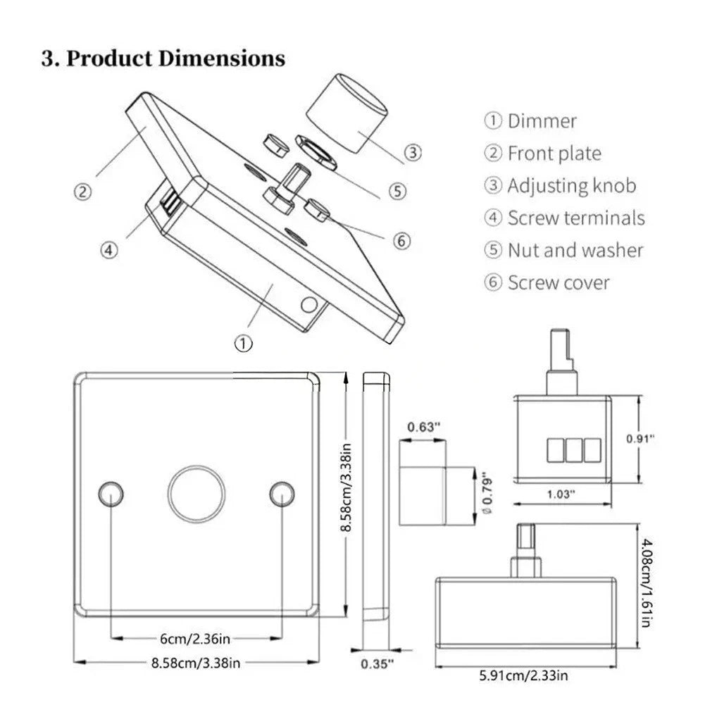 Dimmer Switch for RV and Boat Interiors (12V 120W)