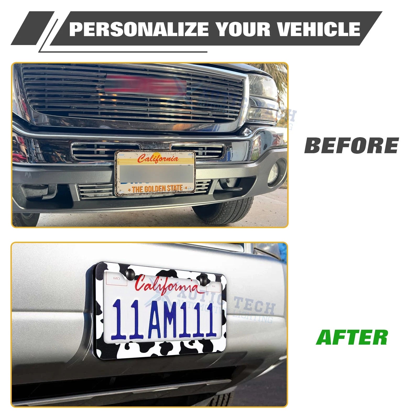 Cows Pattern Universal License Plate Frame for Stainless Steel (Weatherproof)