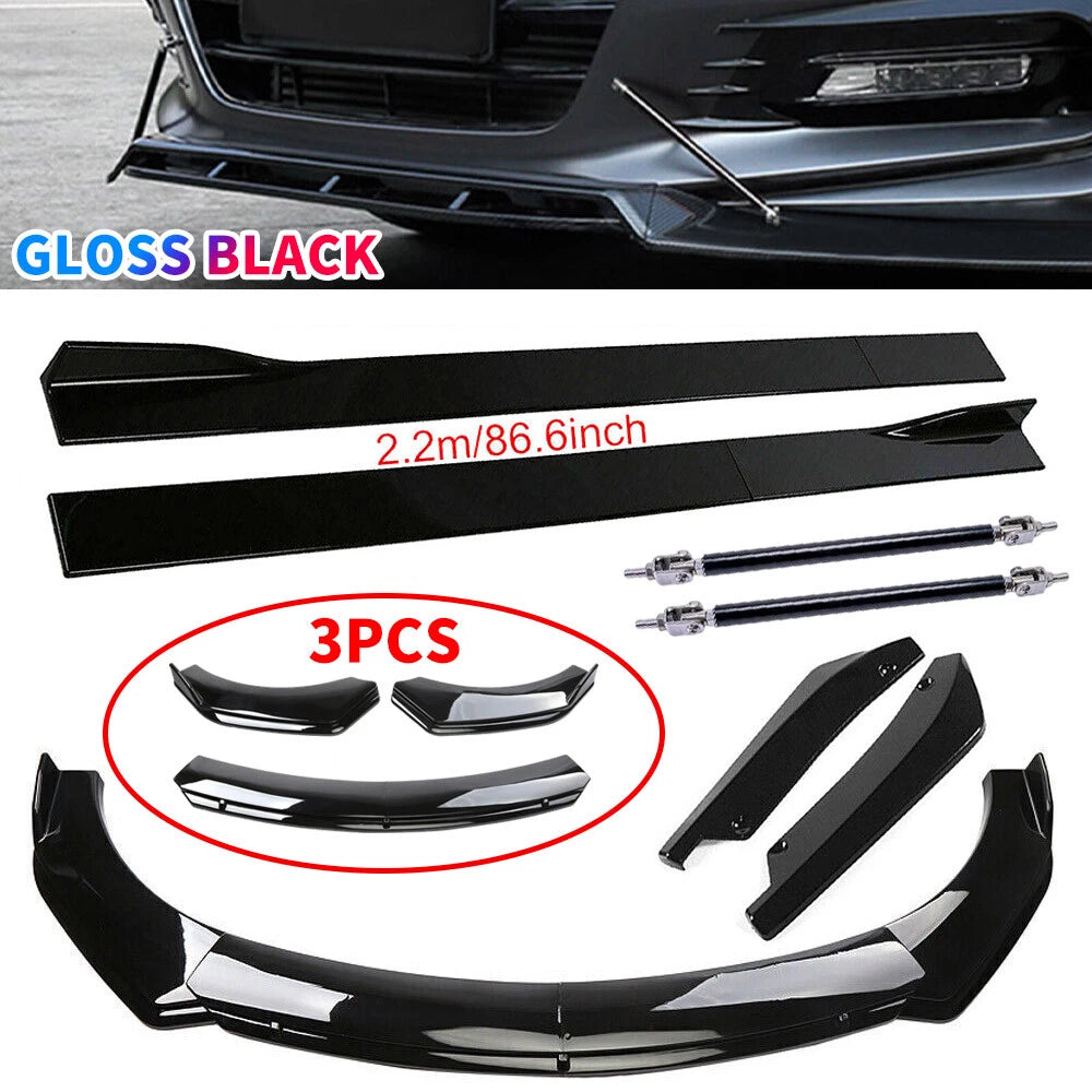 Front Bumper Lip Spoiler Splitter Body Kit + Side Skirt for Subaru XV (2013–2022)