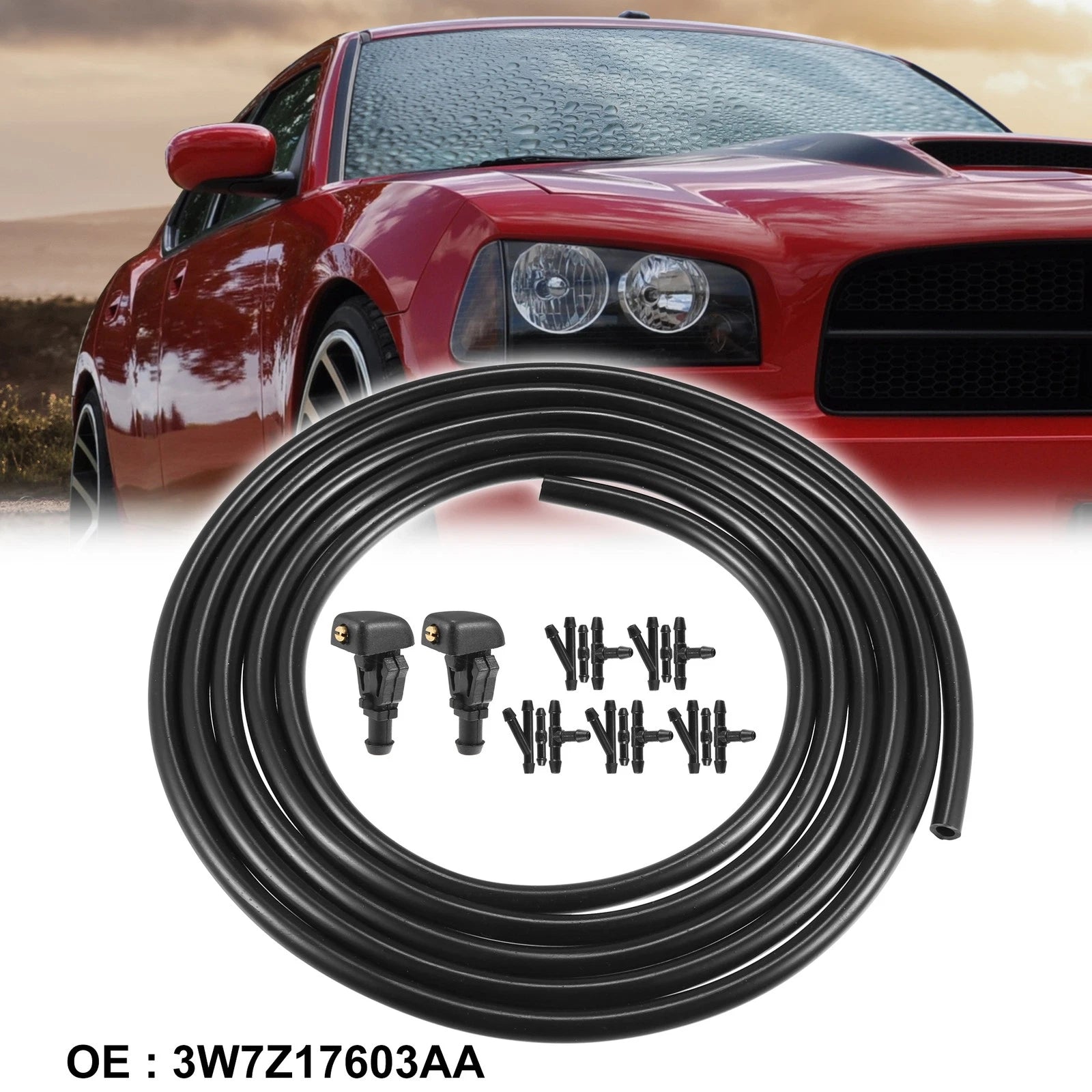 2X Windshield Washer Nozzle with 2.5m Hose Kit for Ford F150 (2004–2013) 3W7Z17603AA