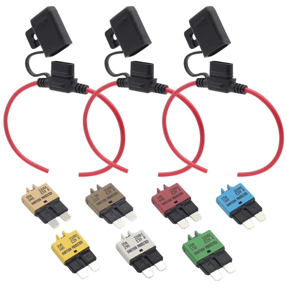 Manual Reset Blade Circuit Breaker with Fuse Holder for Car Boat Truck SUV