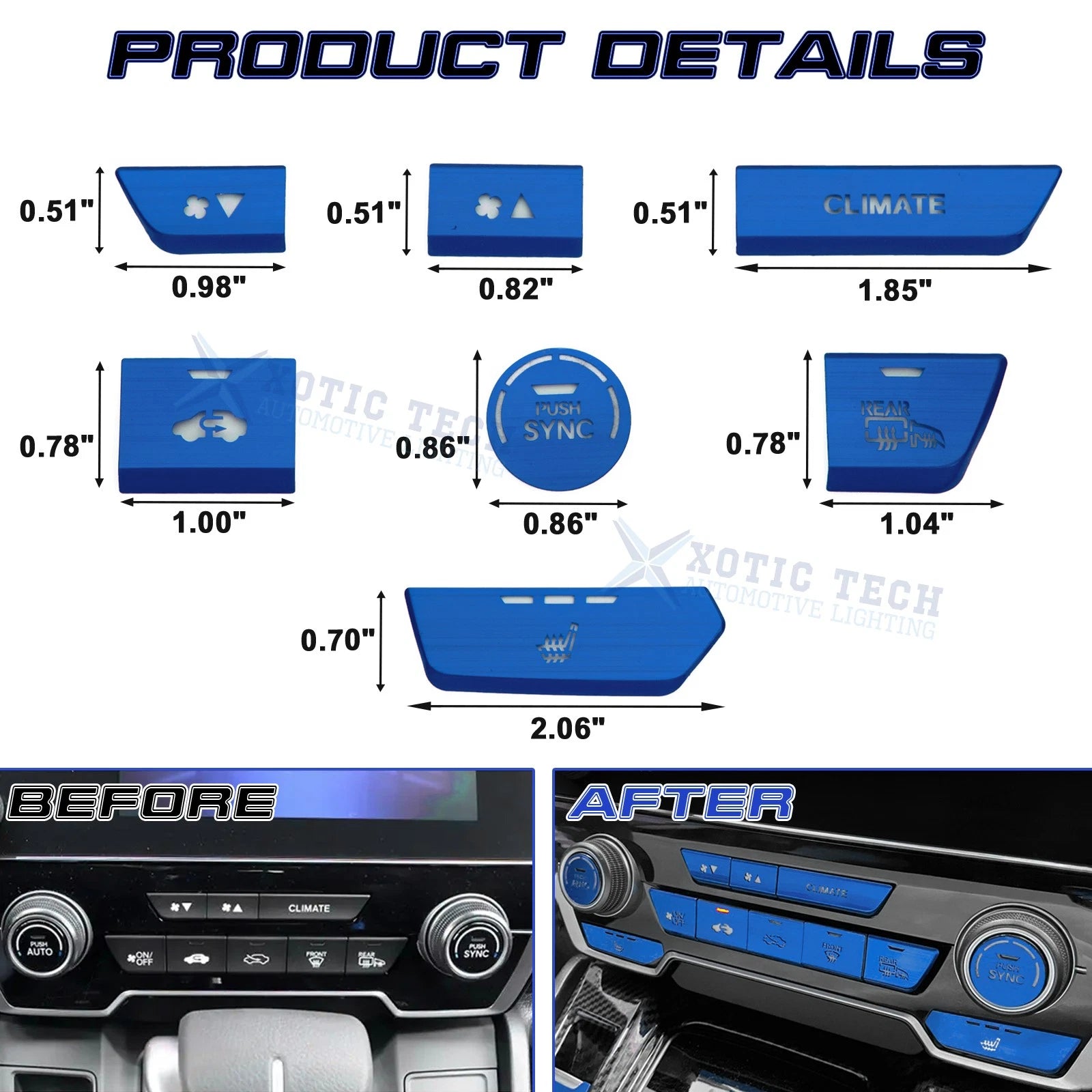 Aluminum Center Dashboard Switch Cover for Honda CR-V (2017-2022)