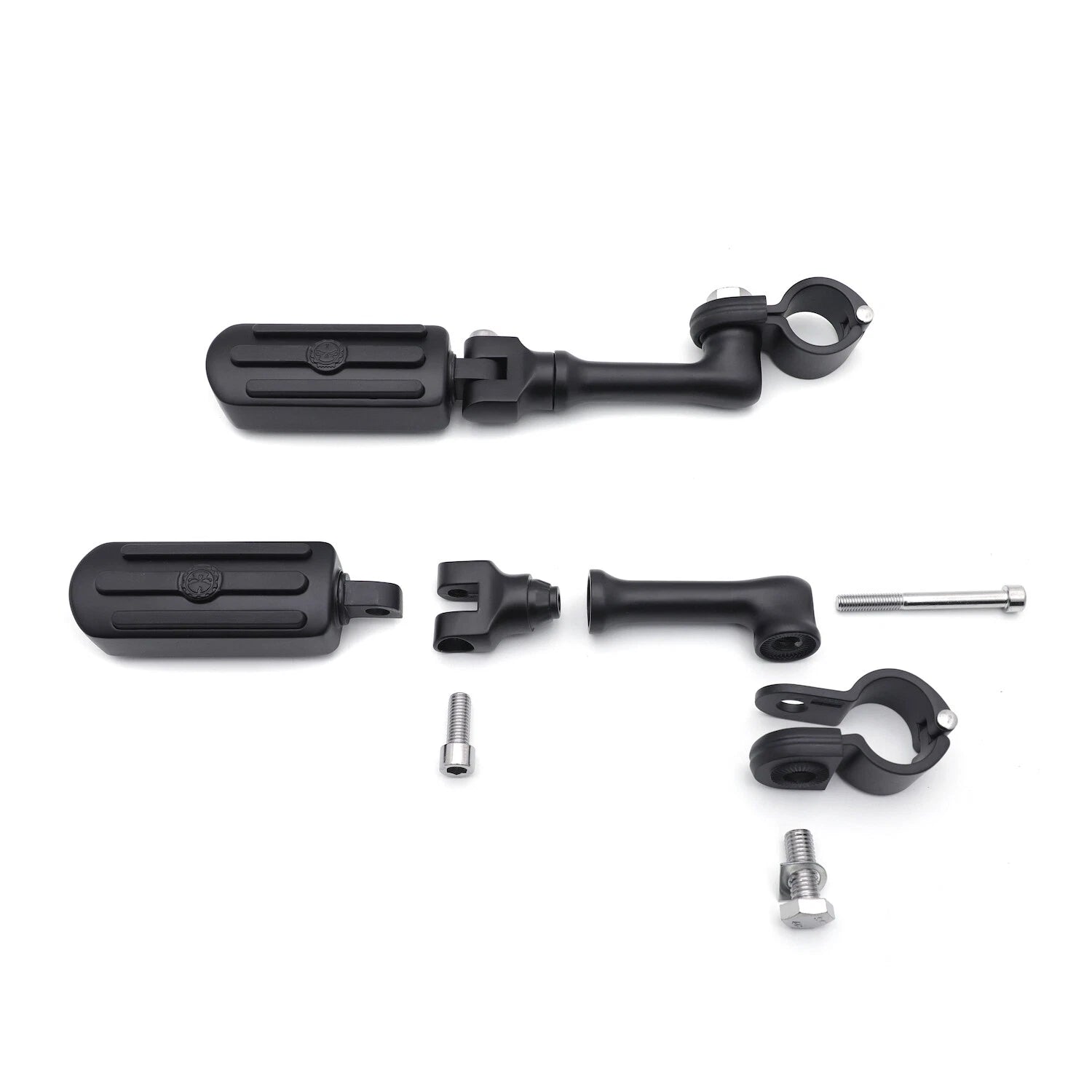 4.5" Black Groove Skull Foot Pegs for Harley Sportster (1.25" - 1 1/4in)