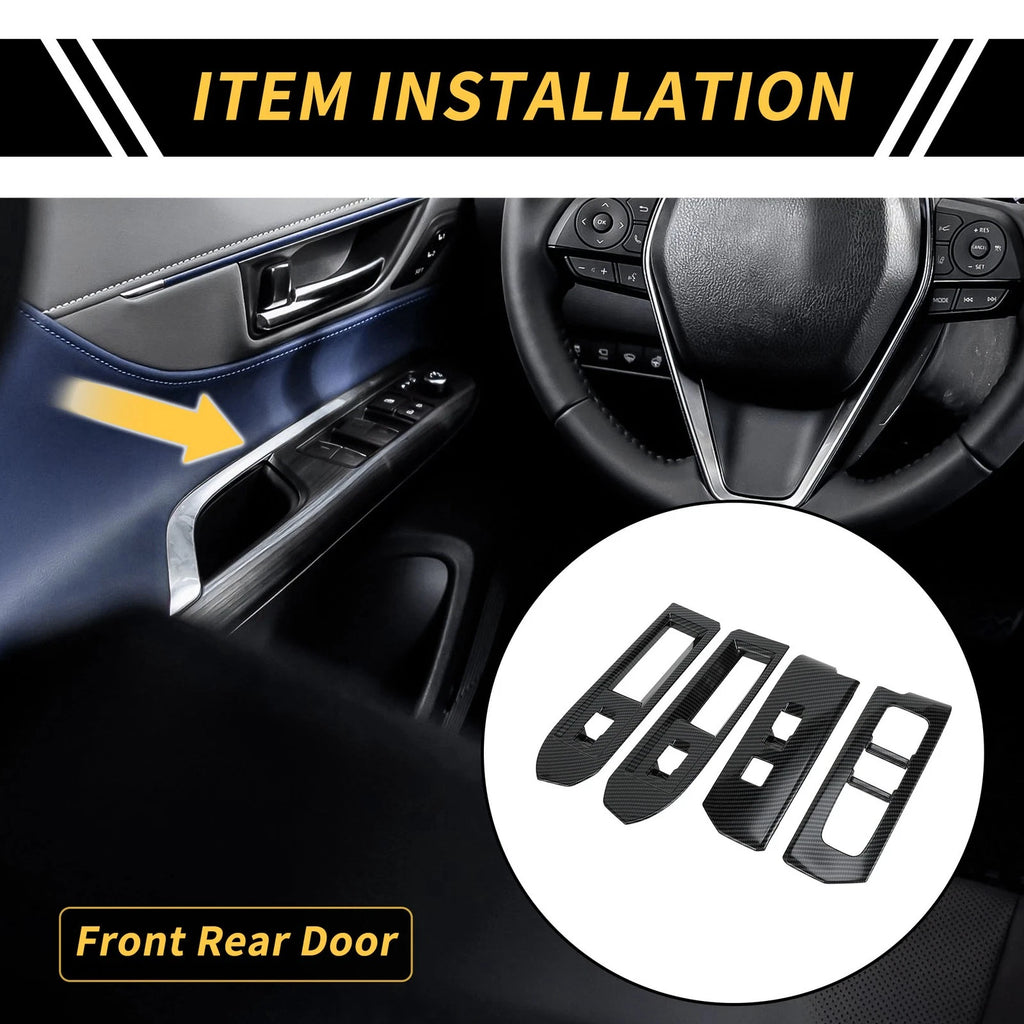 Set of 1 Carbon Fiber Front Door Window Switch Trim for Toyota Tacoma (2024)