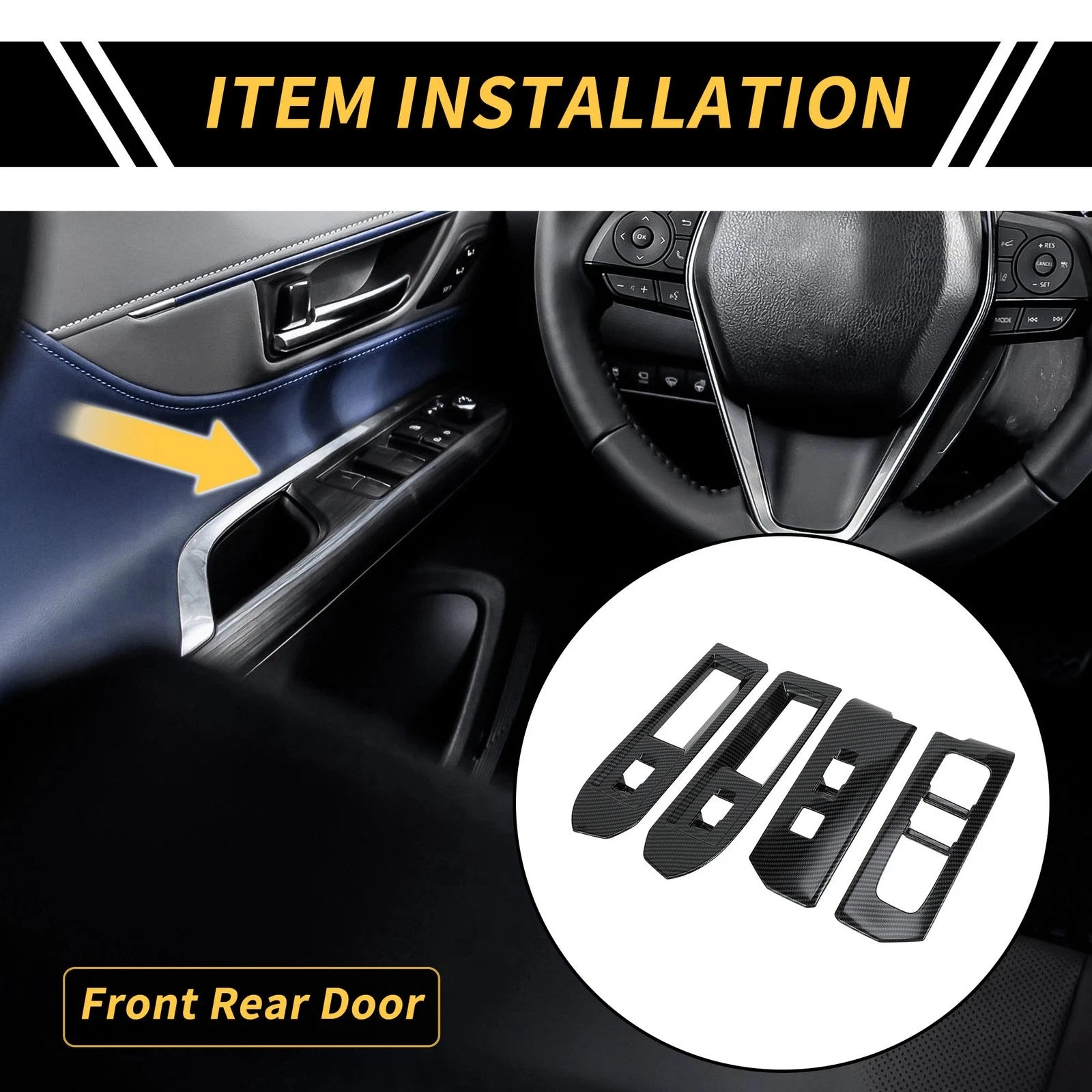 Set of 1 Carbon Fiber Front Door Window Switch Trim for Toyota Tacoma (2024)