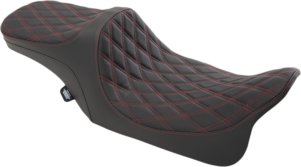 Predator III 2-Up Seat for Harley Davidson FL - Double Diamond, Red Thread