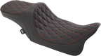 Predator III 2-Up Seat for Harley Davidson FL - Double Diamond, Red Thread
