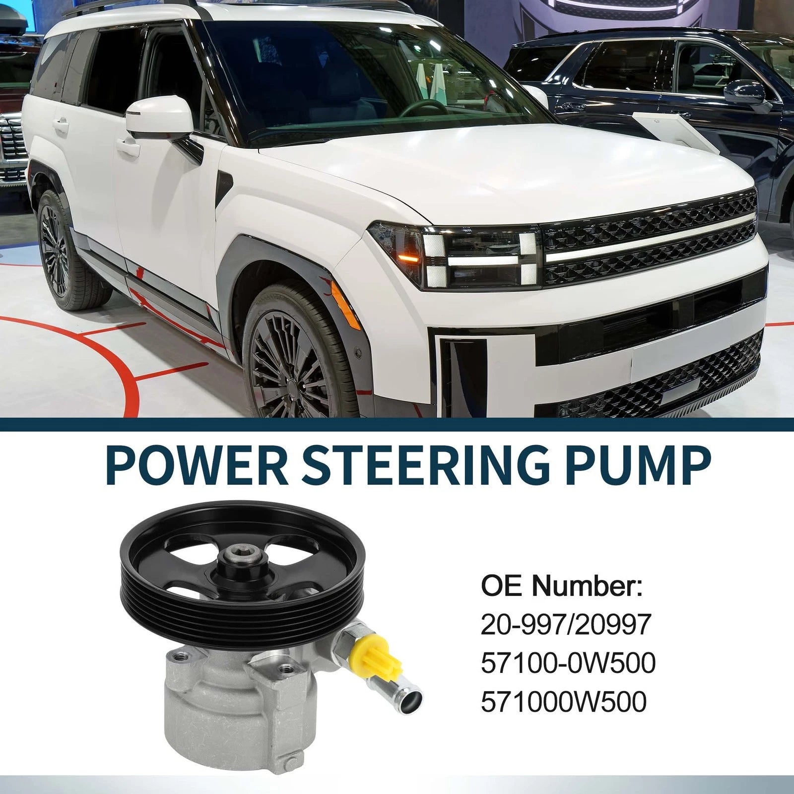 Power Steering Pump with Pulley for Hyundai Santa Fe (2007–2009) No. 57100-0W500
