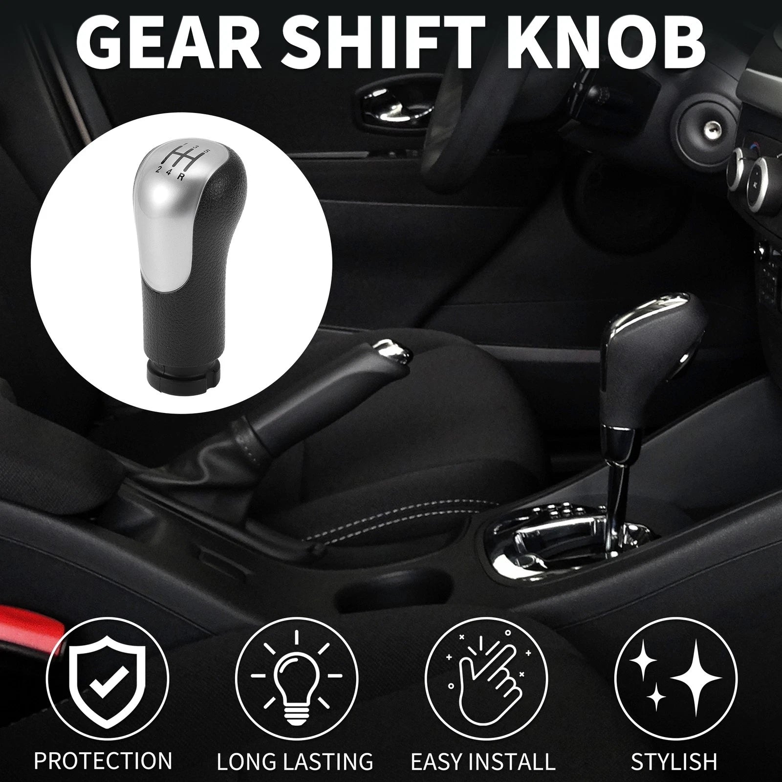 5 Speed Manual Gear Shift Knob for Ford Fiesta MK6 (2001–2010) Black Plastic