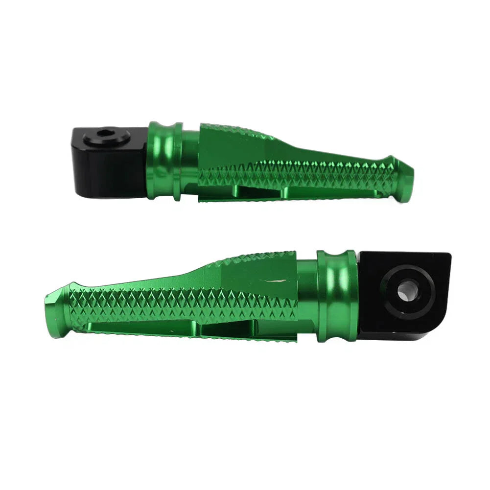 Green Passenger Rear Footrest Pegs for Kawasaki Z300, 400, 650, 900, ZX6R (2015-2023)