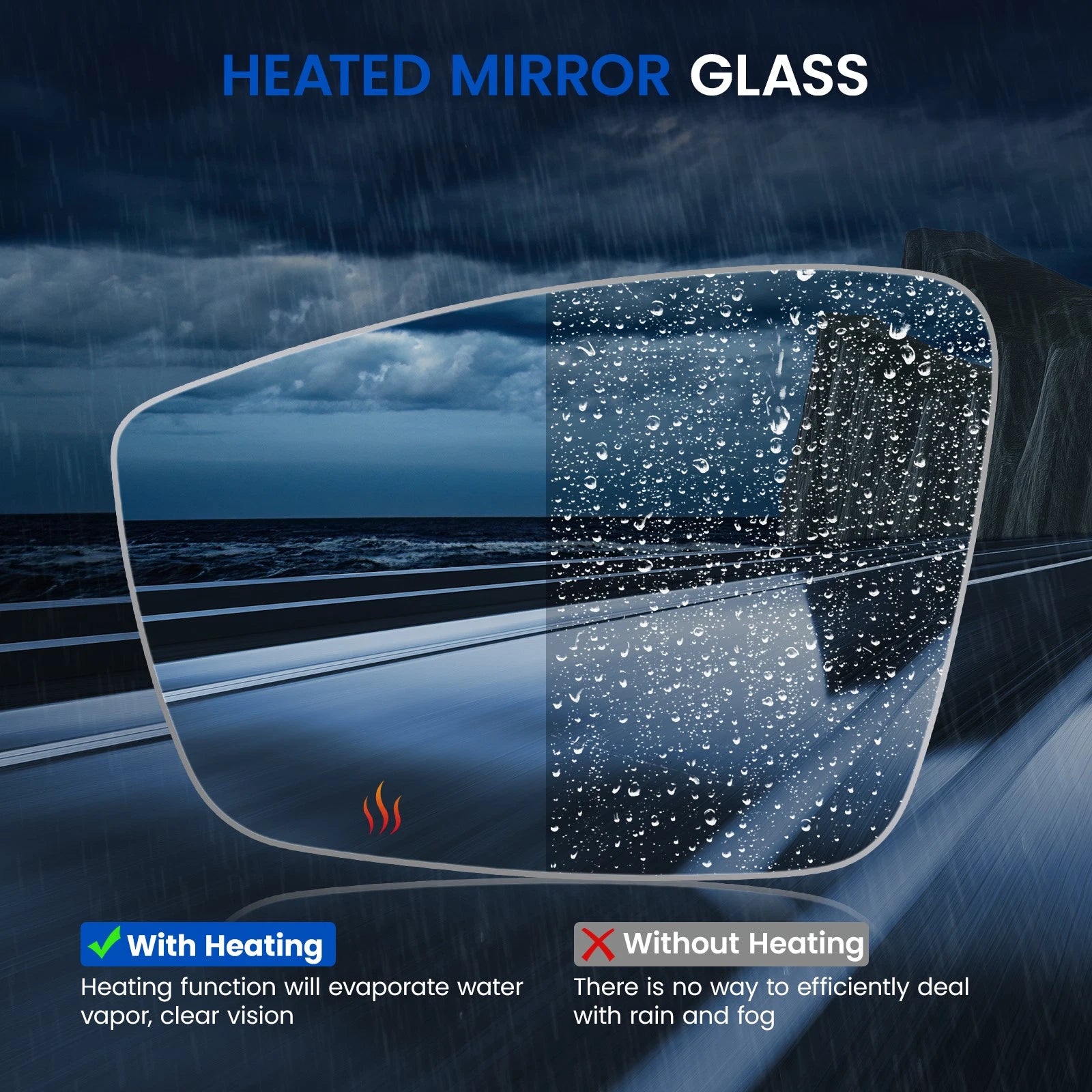 Side Mirror Glass for VW Passat (2012-2015) Power Heated Left