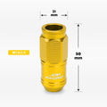20Pc M12X1.5 Gold JDM Open End Cone Wheel Lug Nuts + Spline Locks + Key