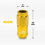 20Pc M12X1.5 Gold JDM Open End Cone Wheel Lug Nuts + Spline Locks + Key