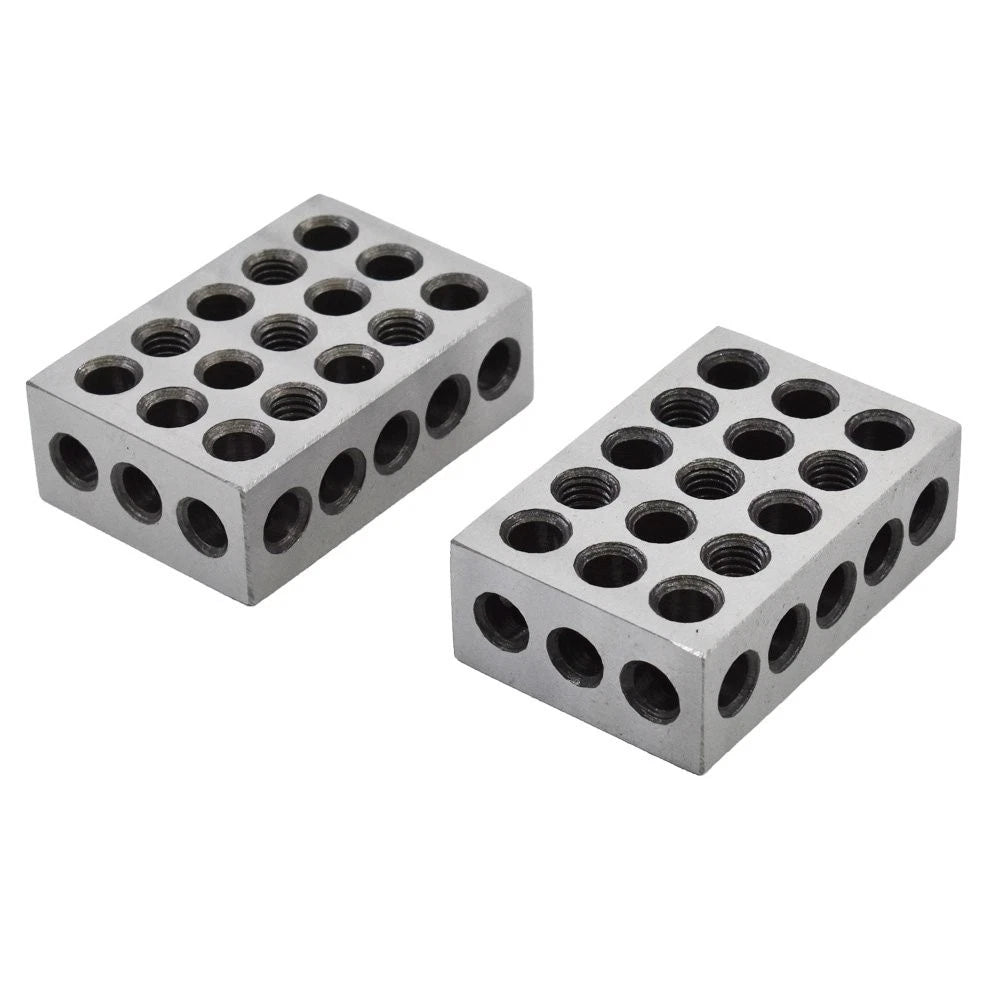 Matched Pair Ultra Precision 1-2-3 Blocks for Machinist Jig (23 Holes)