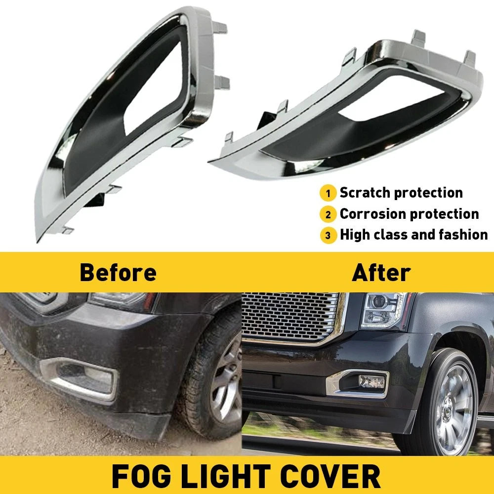 Fog Light Lamp Chrome Trim Covers for GMC Yukon XL (2015–2020)