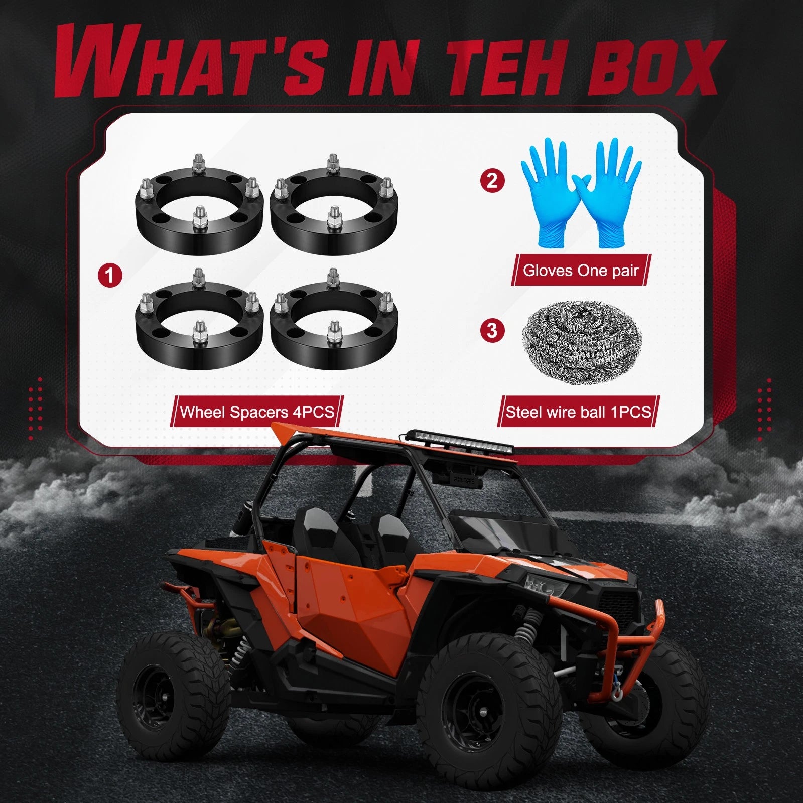 Set of 4 Wheel Spacers 1.5" 4x156 12x1.5 for Polaris RZR XP 1000 Ranger 900