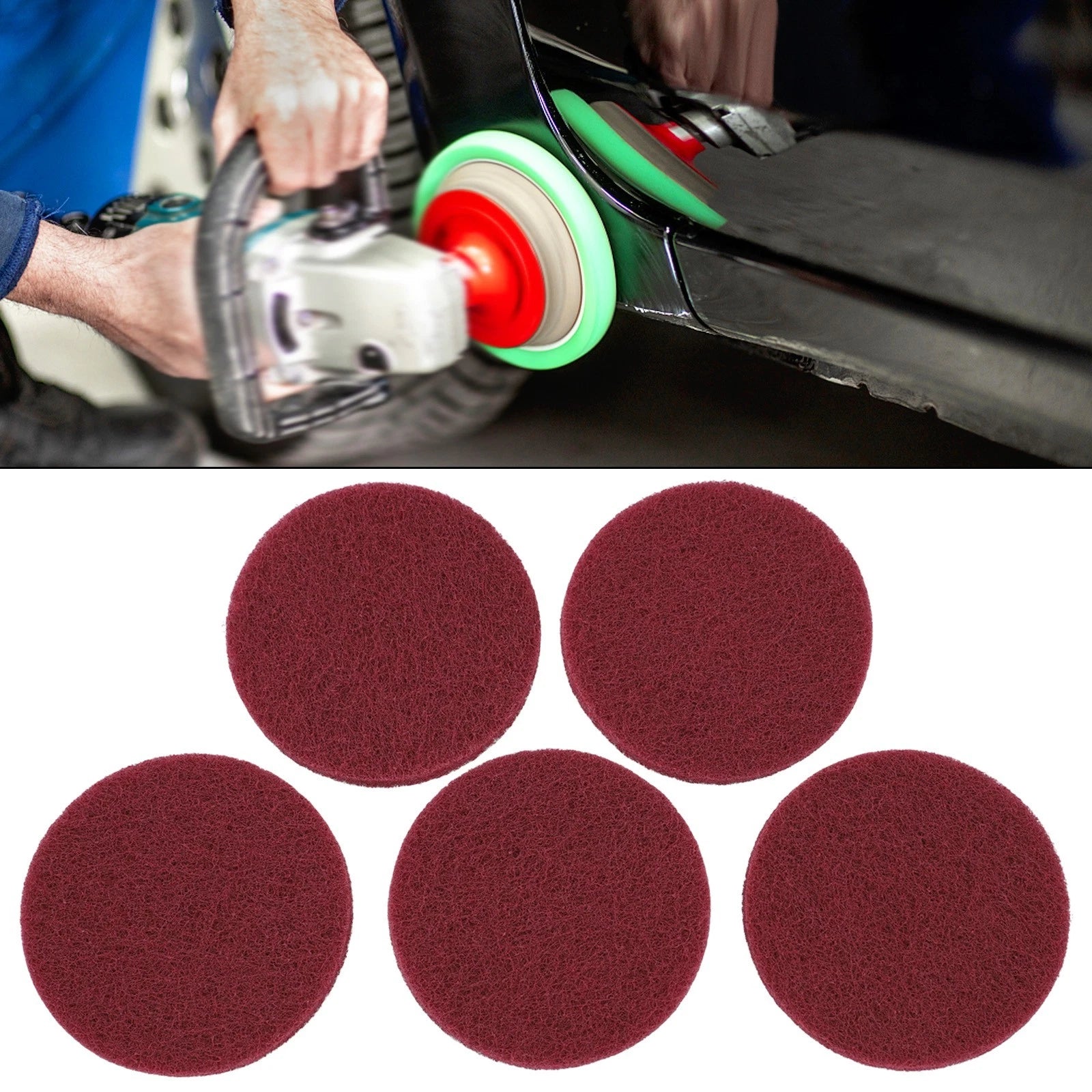 Set of 5 Nylon Scouring Pads for Polishing (4 Inch)