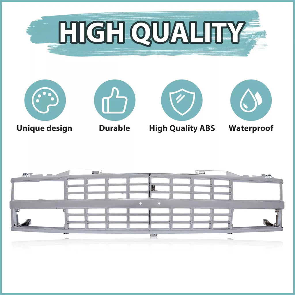Chrome Grille for Chevy C K 1500 2500 3500 Silverado (1988-1993)