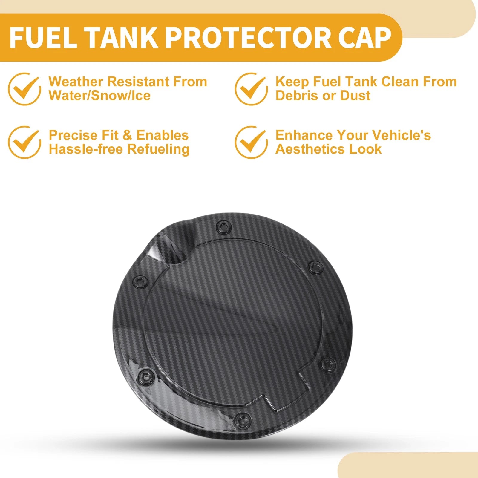 Fuel Tank Door Cap for Toyota Tundra (2022–2025) Adhesive Type Carbon Fiber Black