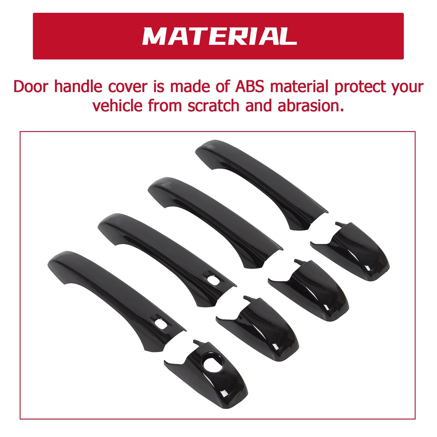 Set of 4 Exterior Door Handle Trim Covers for Jeep Grand Cherokee (2011–2019) Black
