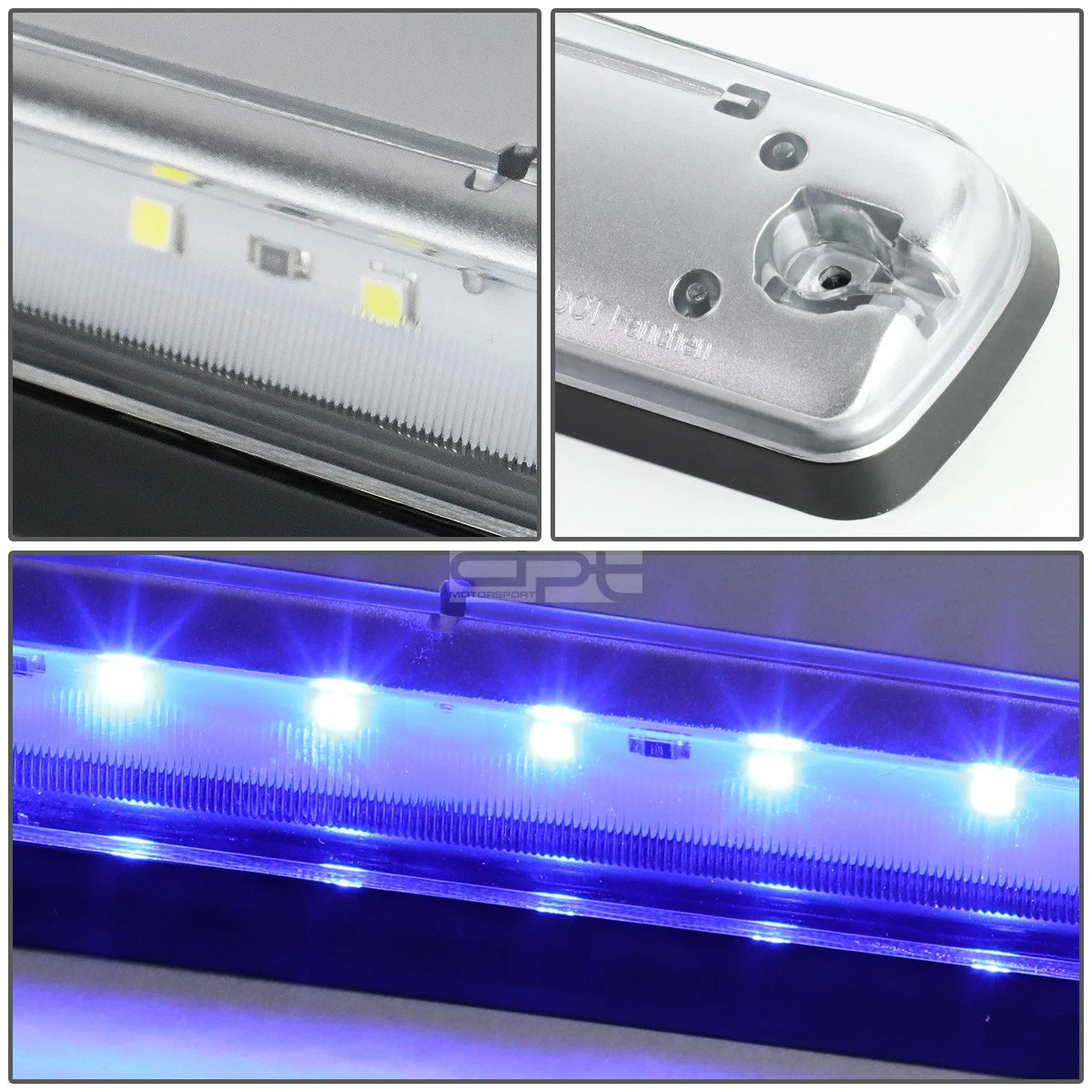 3Pcs Chrome Housing Blue LED Cab Roof Running Light for Silverado/Sierra (2007–2013)