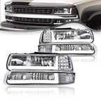 LED Chrome Headlights and Bumper Lamps for Chevy Silverado, Tahoe (1999–2006)