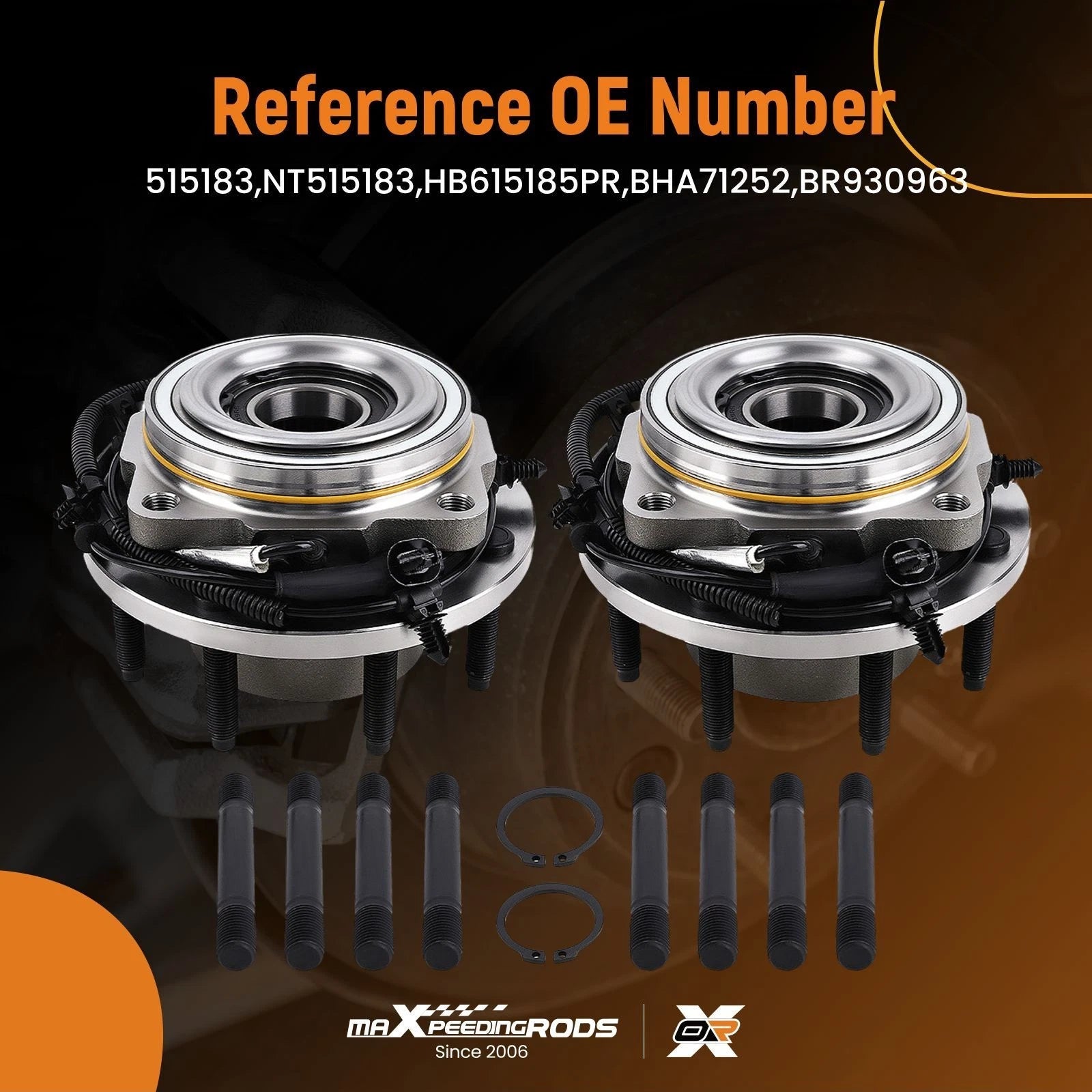 Set of 2 Front Wheel Bearings and Hubs for Ford F-350 Super Duty (2017–2022)