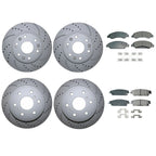 Front Rear Brake Kit with Drilled Rotors & Akebono Pads for Cadillac Chevy GMC