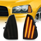 2X LED Smoked Front Side Marker Signal Lights for Dodge Charger (2006–2010)