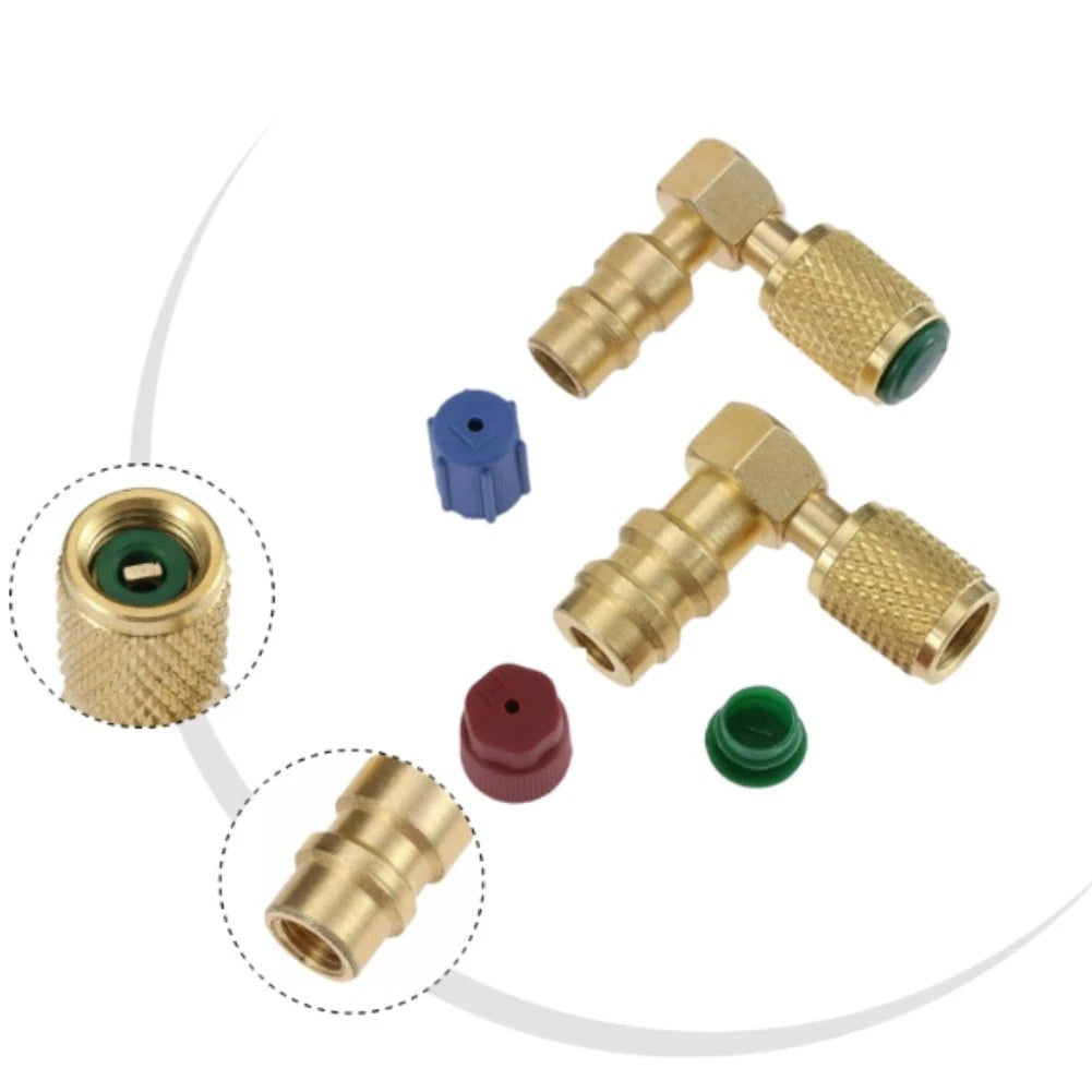 AC R12 to R134A Adapter Kit for Universal Vehicles (90 Degree Brass)