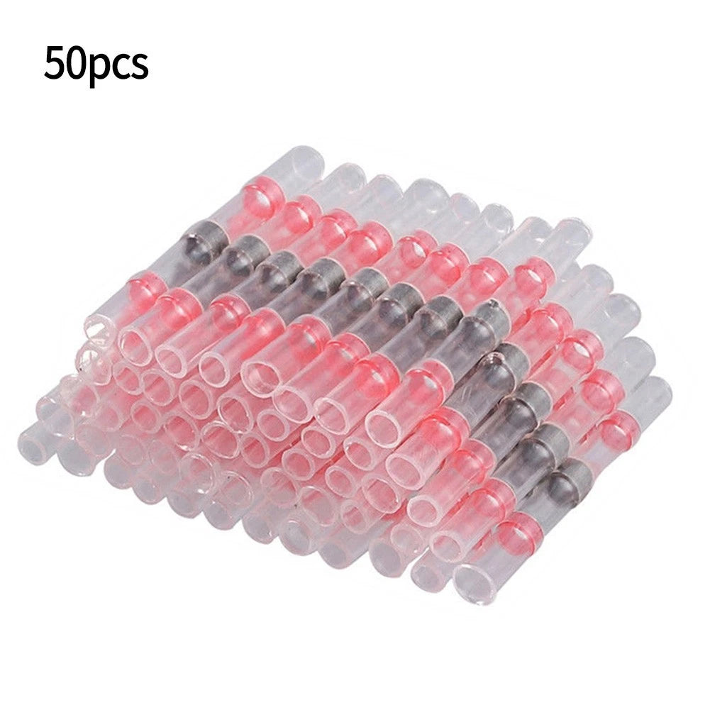 50Pcs Waterproof Heat Shrink Sleeve Wire Butt Terminals Connectors