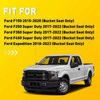 Leather Center Console Lid Armrest Cover for Ford F150 (2015–2020) Carbon Fiber