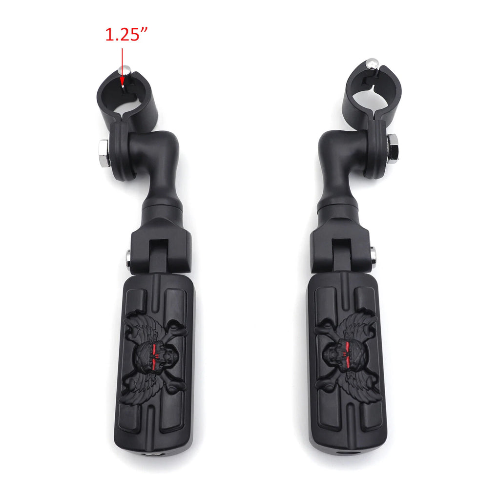3" Pirate Skull Foot Peg Kit for Harley FatBoy, Street Bob