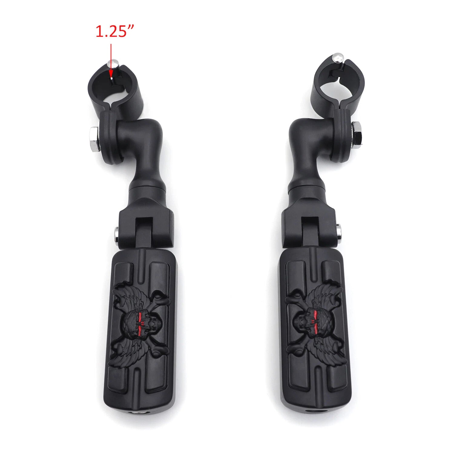 3" Pirate Skull Foot Peg Kit for Harley FatBoy, Street Bob