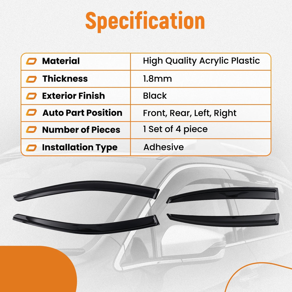 Set of 4 Window Rain Guards for Kia Forte 4Door (2019–2023)