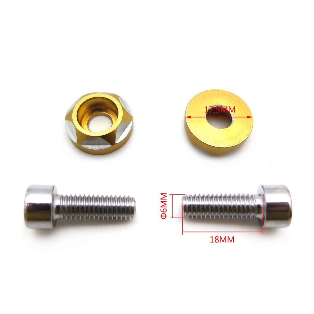 Set of 2 Round Shape Hex Bolt Screws 6mm for Car License Plate