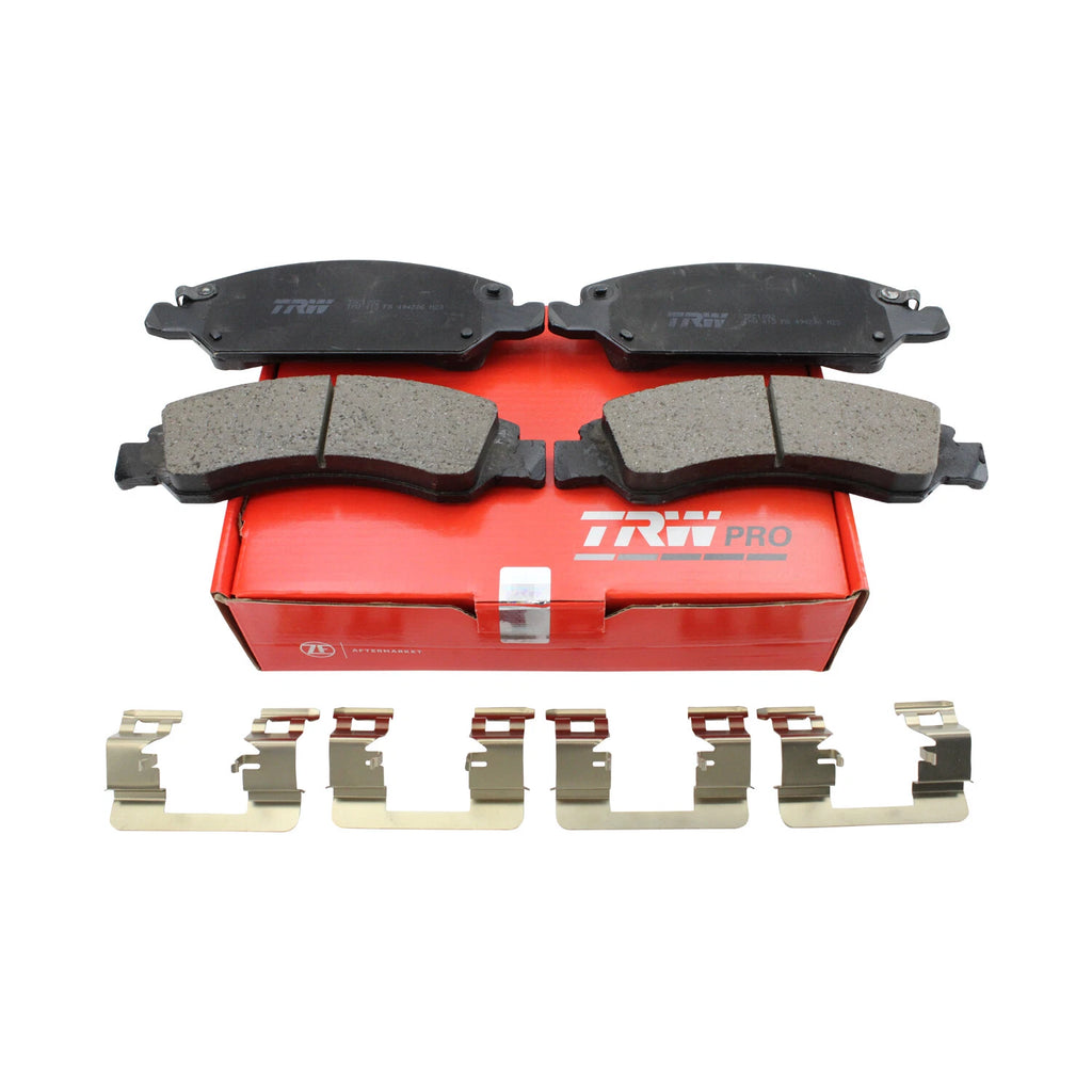 Set of 4 TRW Pro Front Ceramic Brake Pads with Clips for Cadillac Chevrolet GMC