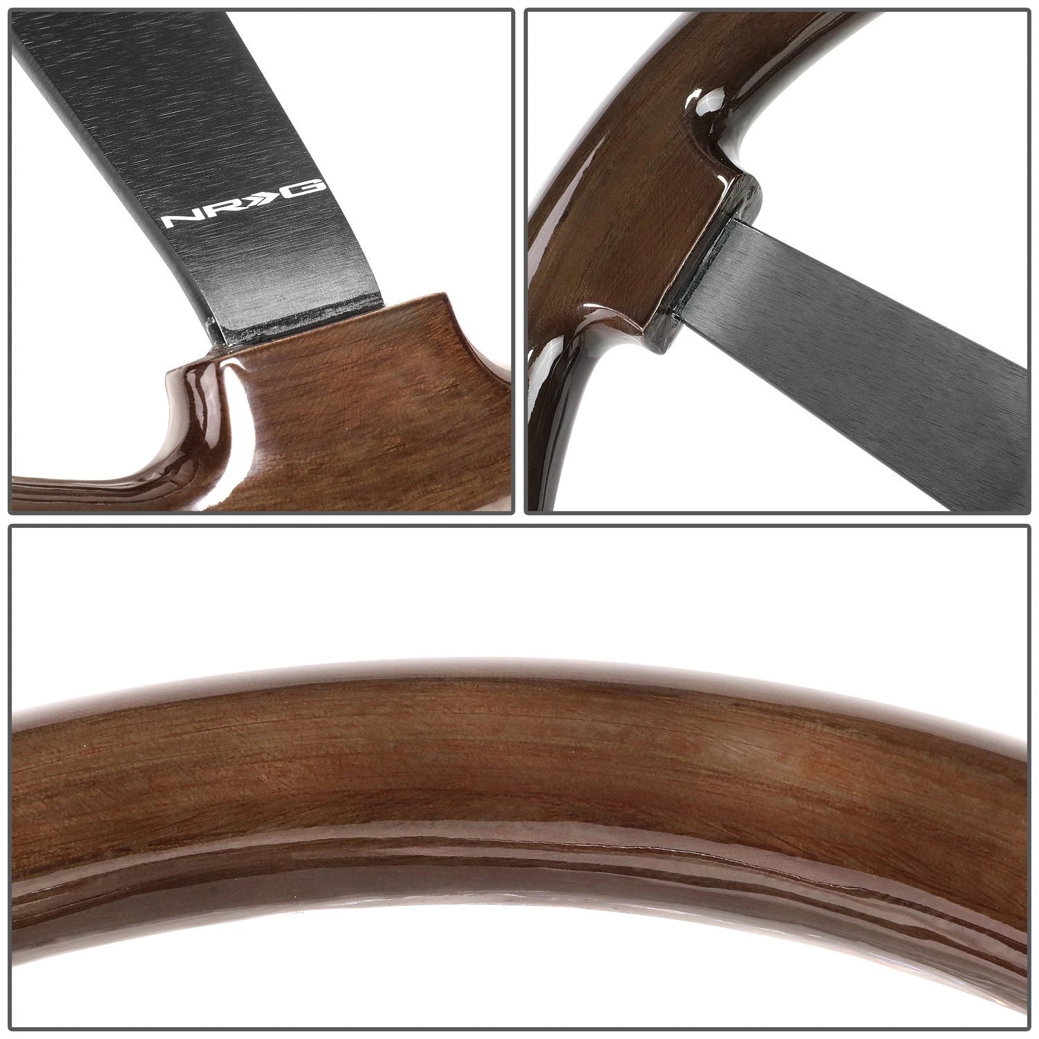 NRG RST-036BK-BKW 350mm 3" Deep Dish Mahogany Wood Steering Wheel for Universal