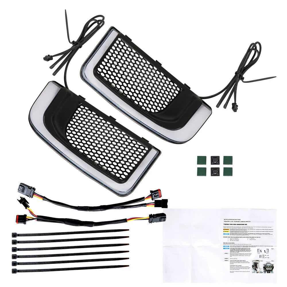 LED Running Light Turn Signal Fairing Lower Grills for Electra Glide Road Glide