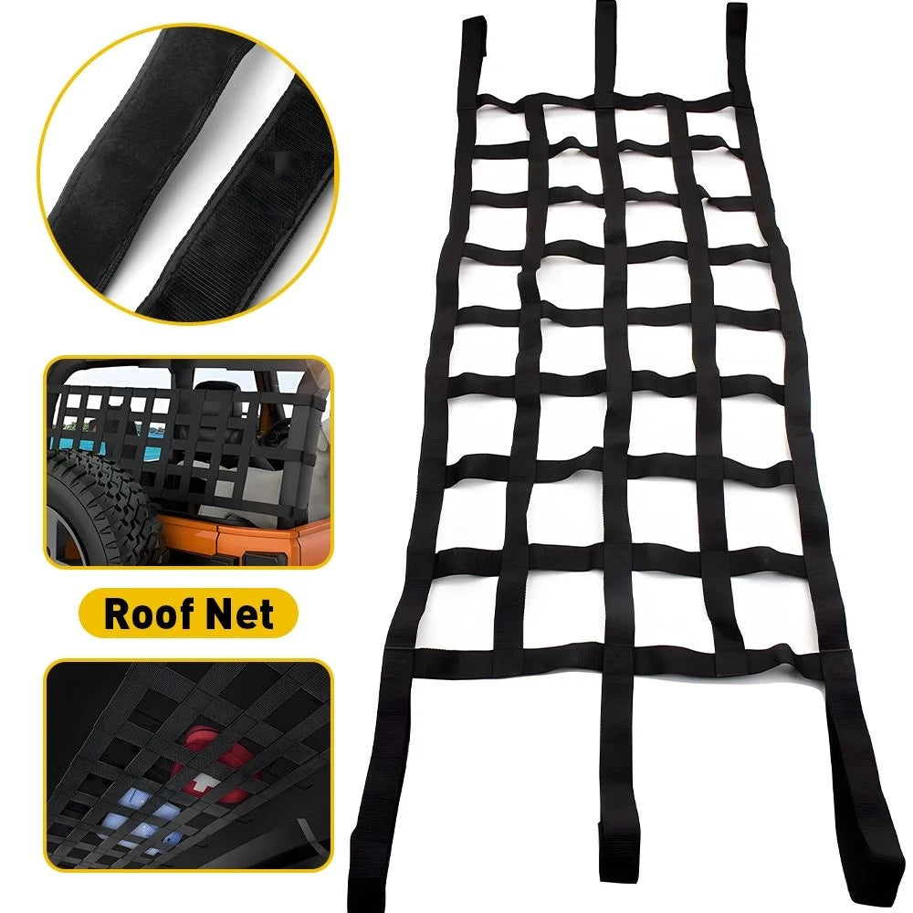 Mesh Roof Cargo Net Hammock for Jeep Wrangler YJ TJ JK JL & Gladiator JT (1987–2024)